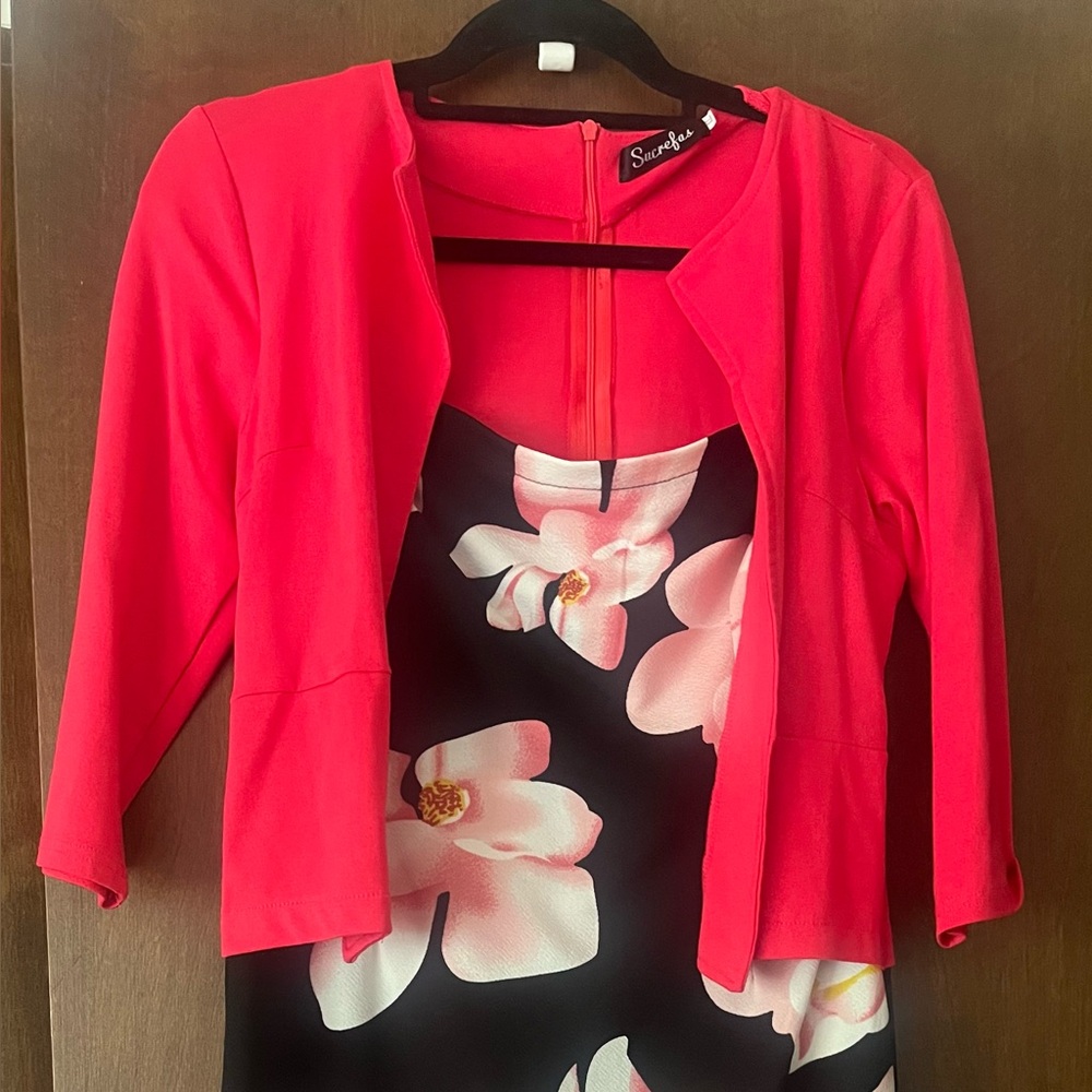 Floral Dress with Pink attached Jacket
